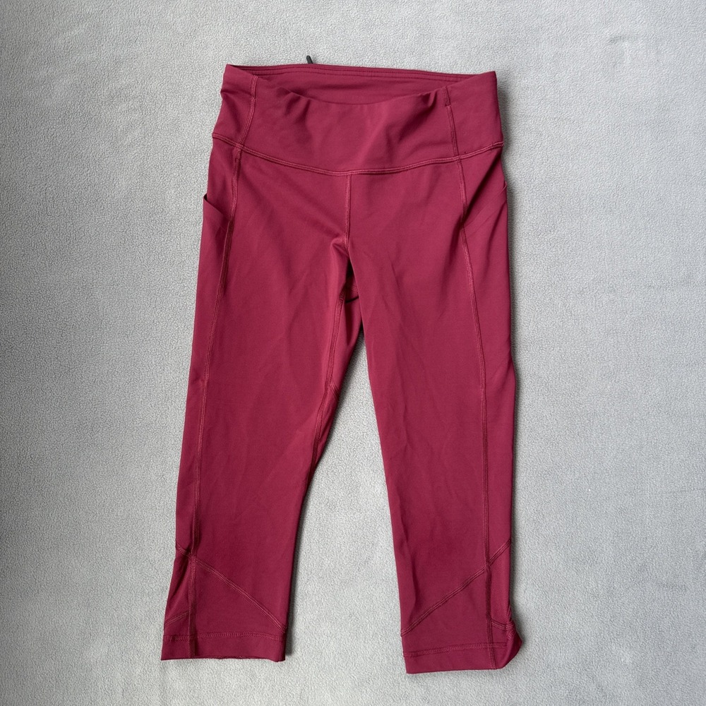 Lululemon Leggings Womens 4 Fast and‎ Free Crop 17" Burgundy Hi Rise Nulux Yoga